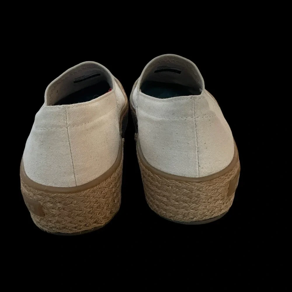 SeaVees Oceanside Espadrille Slip On Cream Canvas Platform Sneakers Size 6